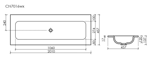 Раковина из сантехнического фарфора Ceramica Nova GRACE CN7016wx 120х50 накладная цвет белый без отверстий под смеситель - фото 3